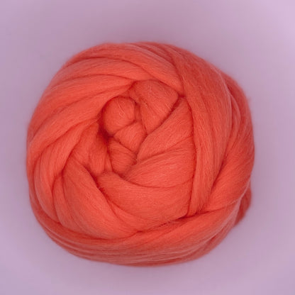 100% Australian Merino Chunky Jumbo Dream Blood Orange Yarn, single ball bottom view