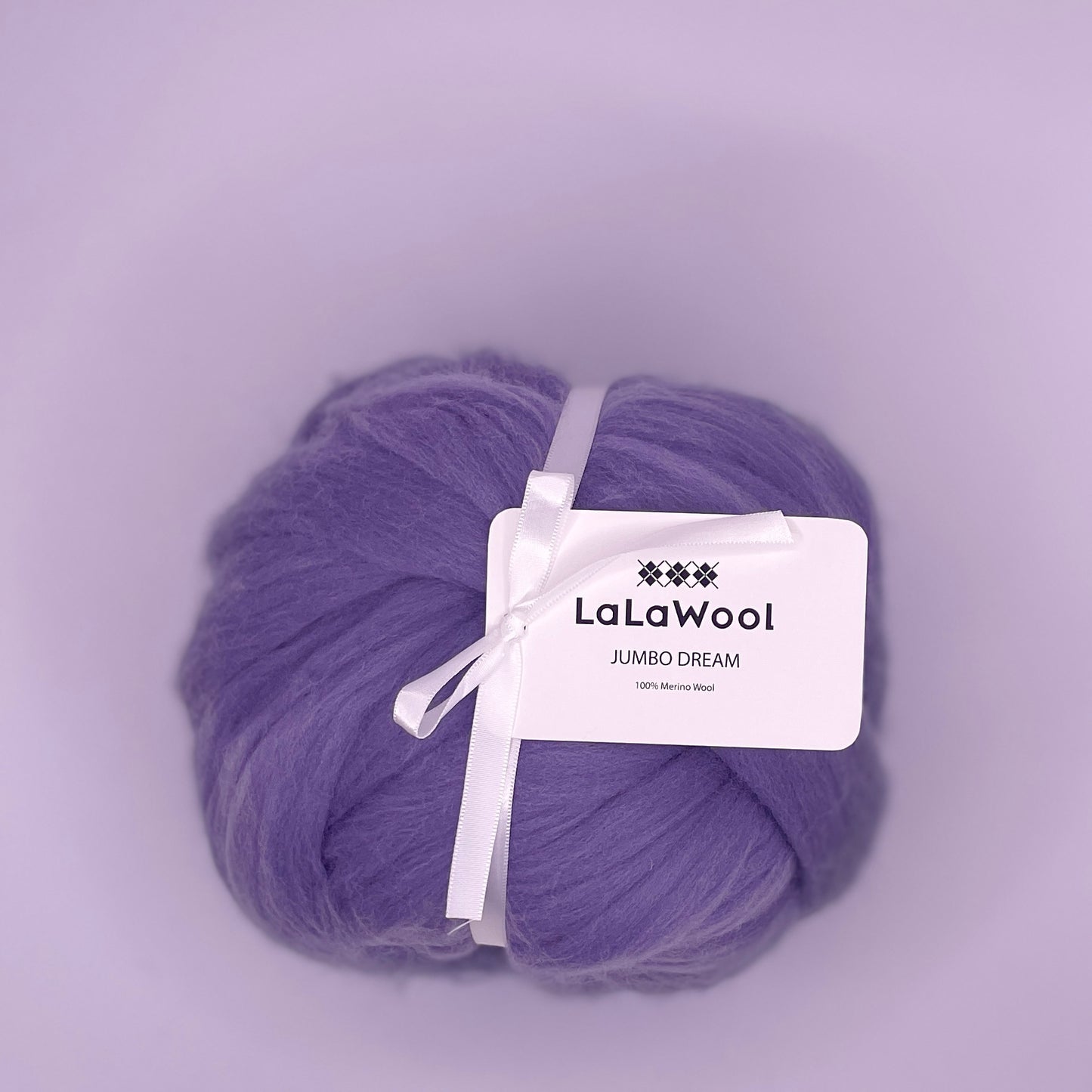 100% Australian Merino Chunky Jumbo Dream Haze Grey Purple Yarn, single ball side view