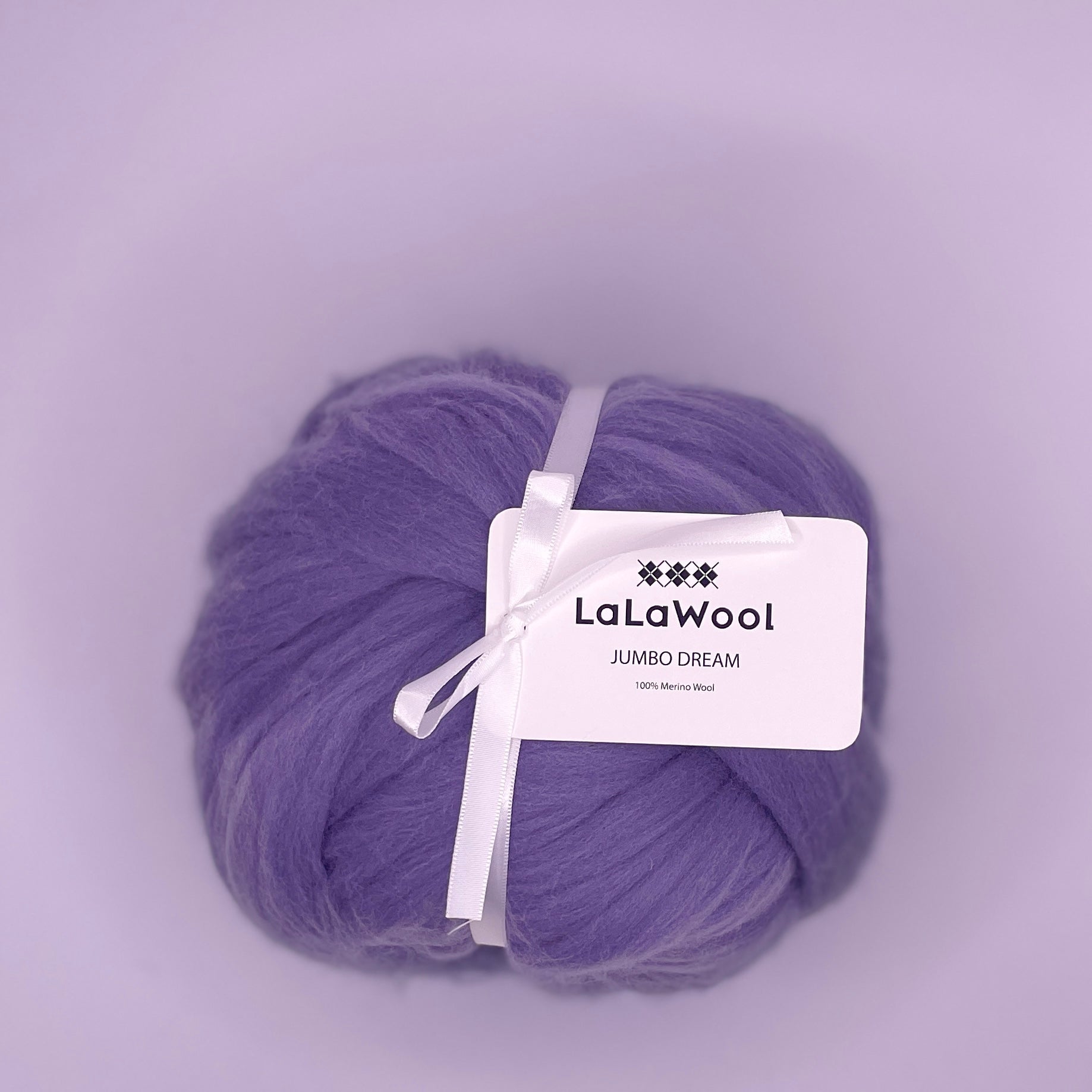 100% Australian Merino Chunky Jumbo Dream Haze Grey Purple Yarn, single ball side view