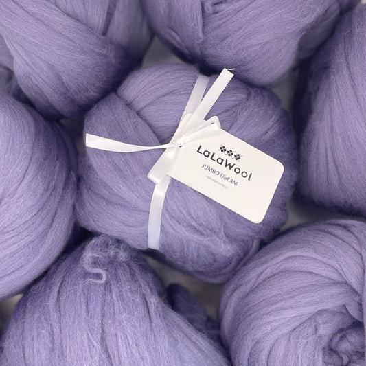 100% Australian Merino Chunky Jumbo Dream Haze Grey Purple Yarn, top view with multiple balls