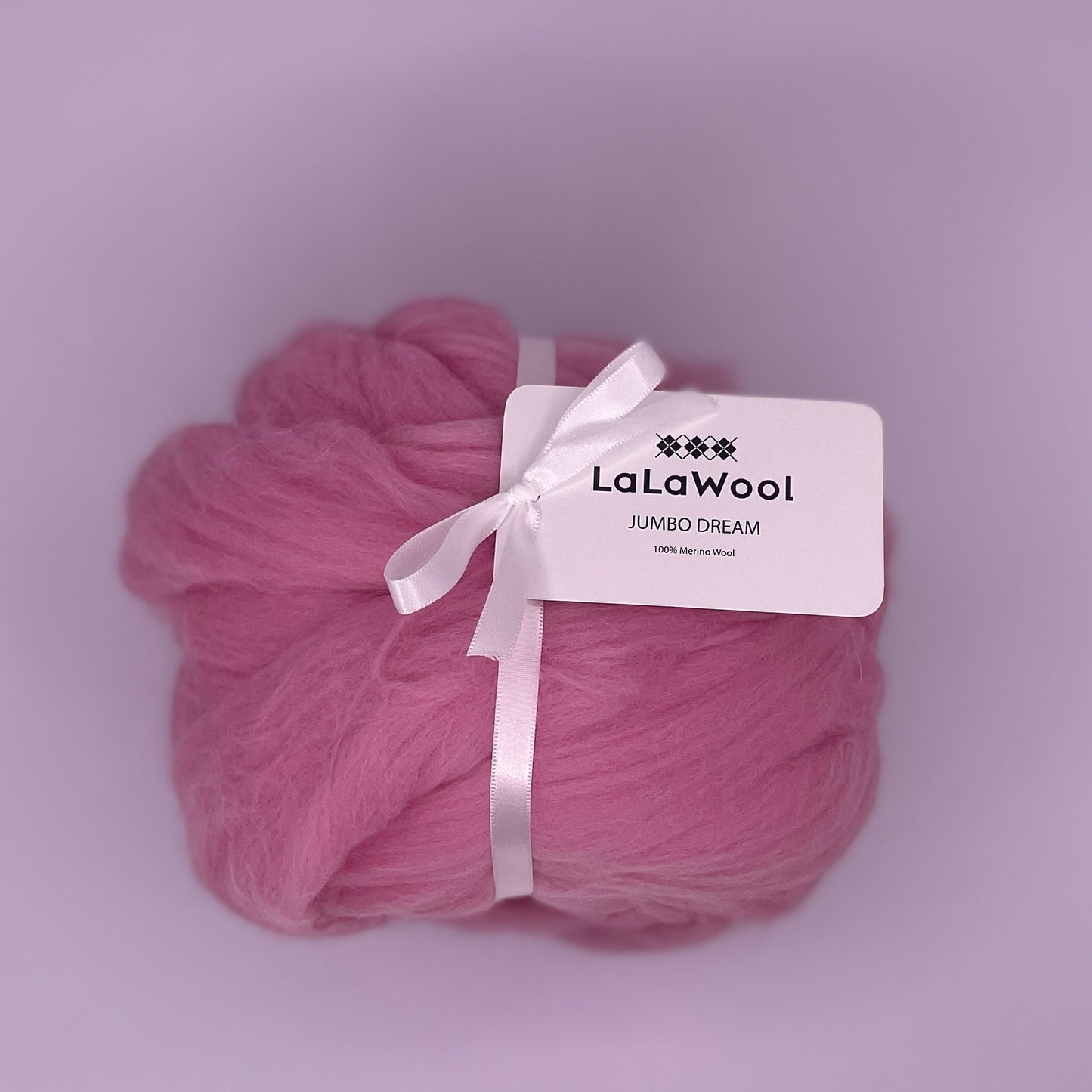 100% Australian Merino Chunky Jumbo Dream Pink Blush Yarn, single ball side view