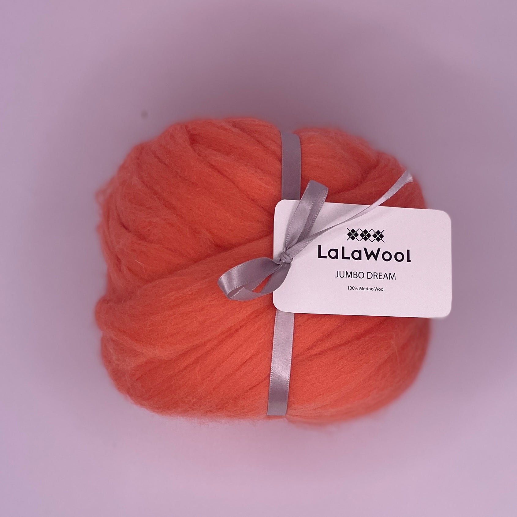 100% Australian Merino Chunky Jumbo Dream Sweet Orange Yarn, single ball side view